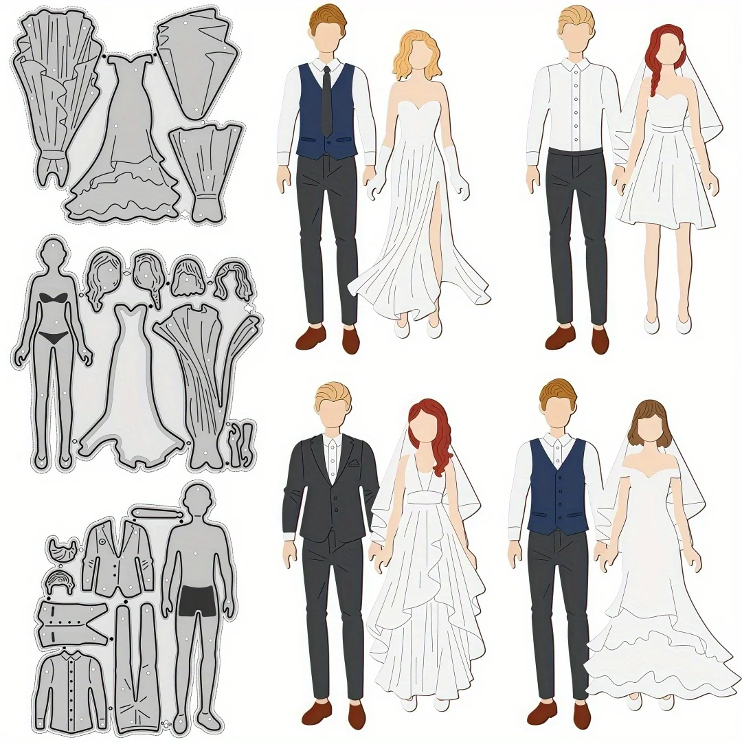 Neue Hochzeits-Stanzformen, elegante Braut und Bräutigam, Metall-Prägevorlagen für Kartenherstellung, Dekoration, Sammelalbum, DIY, Papierhandwerk