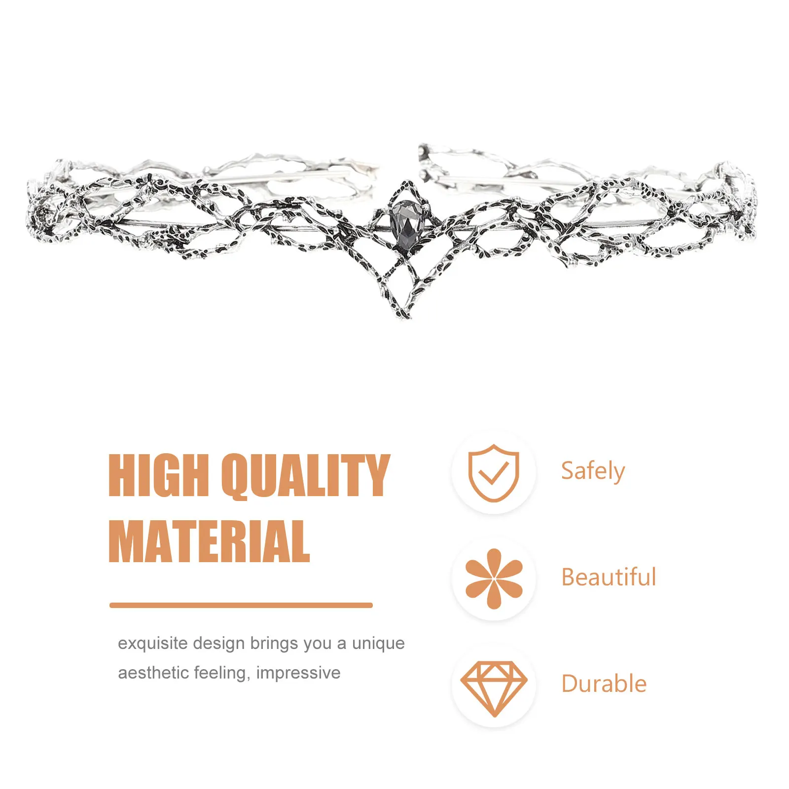 

Vintage Crown King Tiaras Headdress Decor for Men Prom Zircon Headband Hair Accessories Anti Rust Non Allergic Safe Wear