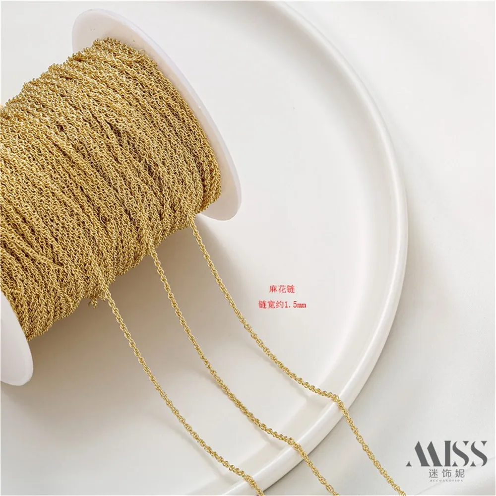 14K Gold Twist Chain Loose Chain Bare Chain DIY Handmade Bracelet Necklace Tail Chain Earline Fringed Jewelry Accessories