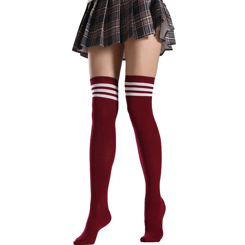 JK Woman Cosplay Stockings Yellow White Strips Color Lolita Long Socks Over Knee Thigh High Socks Women Compression Socks