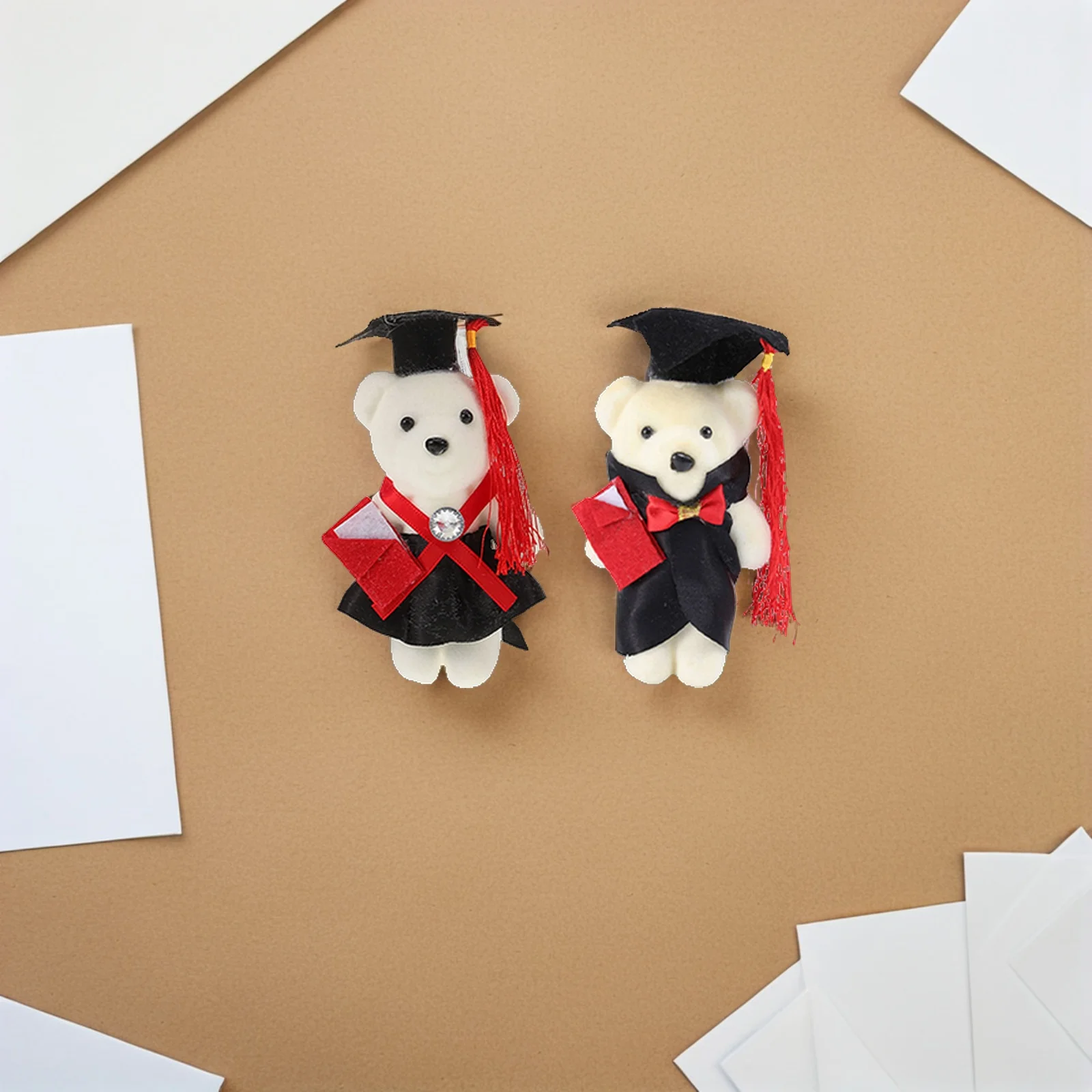 

10 Pcs DIY Bouquet Material Mini Graduation Bear Toy Stuffed Black Congratulations for Child
