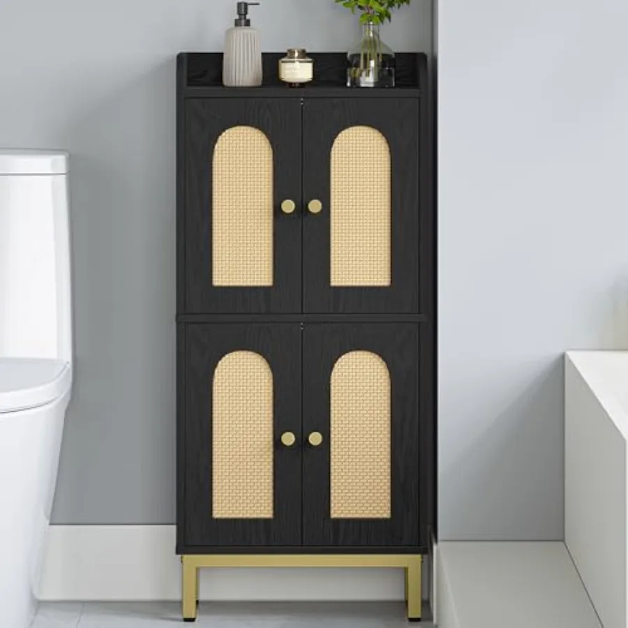 

Bathroom Cabinet Small Storage Cabinet with 4 Doors Bathroom Organizers and Storage Cabinets with Adjustable Feet Cabinets Free