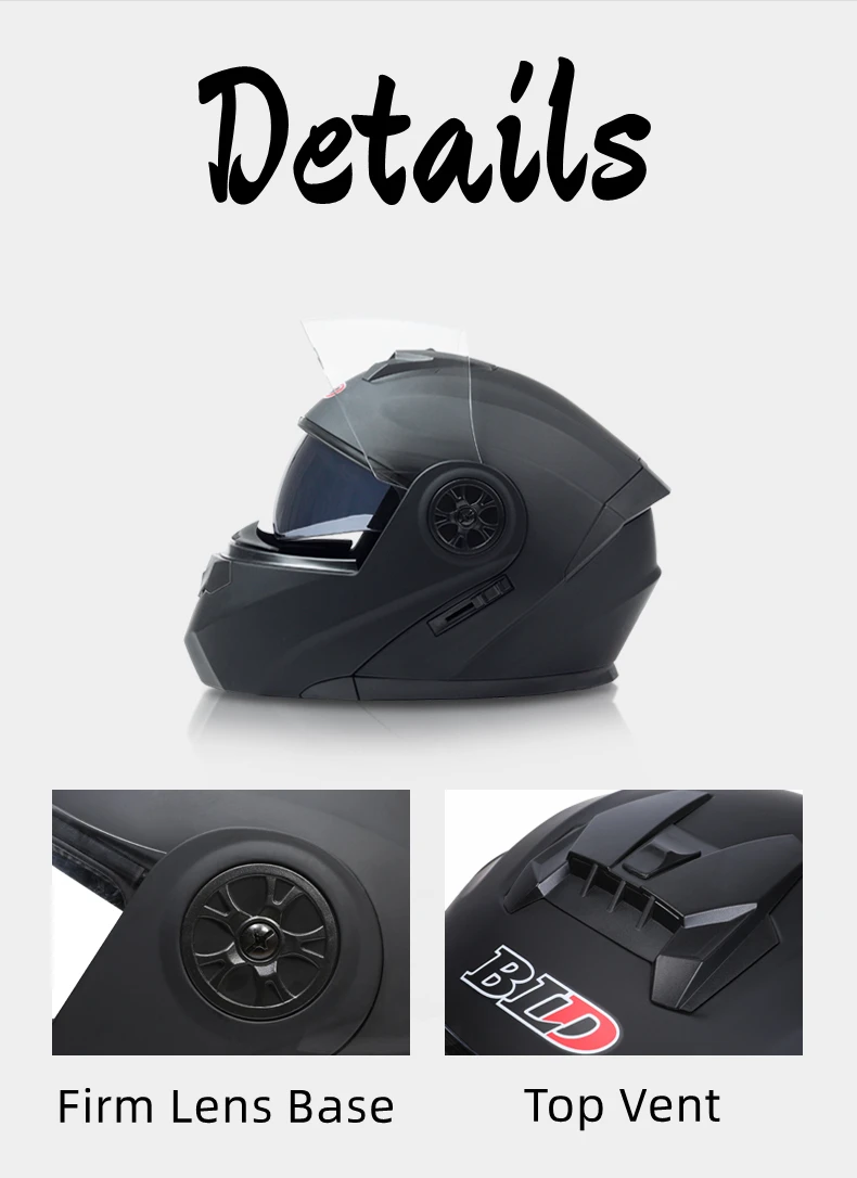 DOT-zugelassener cooler Motorrad-Rennhelm mit doppelter Linse, Integralhelm, Winter, warm, Fahrer, modularer Motorradhelm, Kask Casco – Detail 11