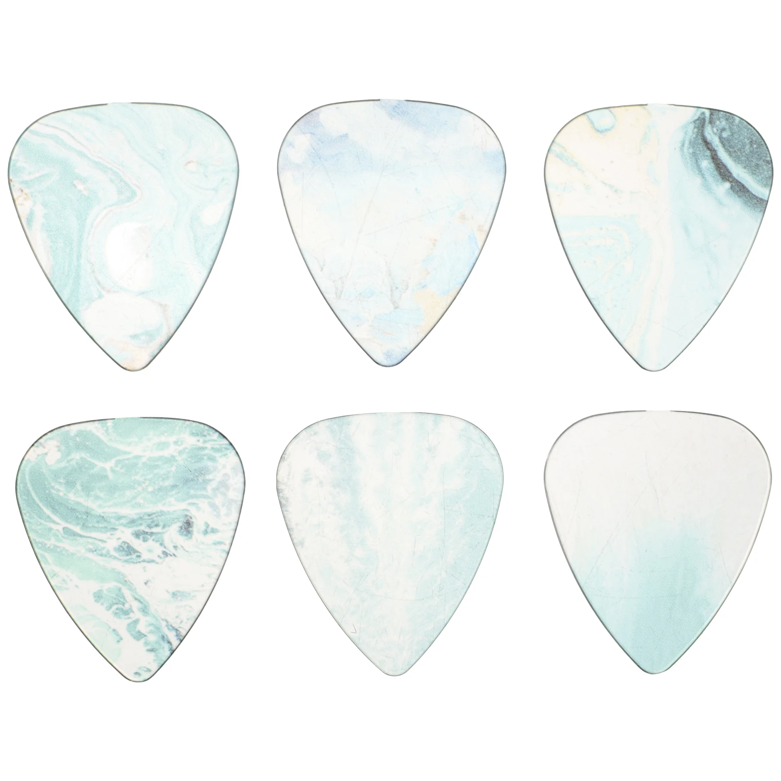 

6 Pcs 0.58mm Guitar Picks Triangle Luminous Aluminum Thick Acoustic Electric Bass Ukulele Picks Set Smooth Surface Stage