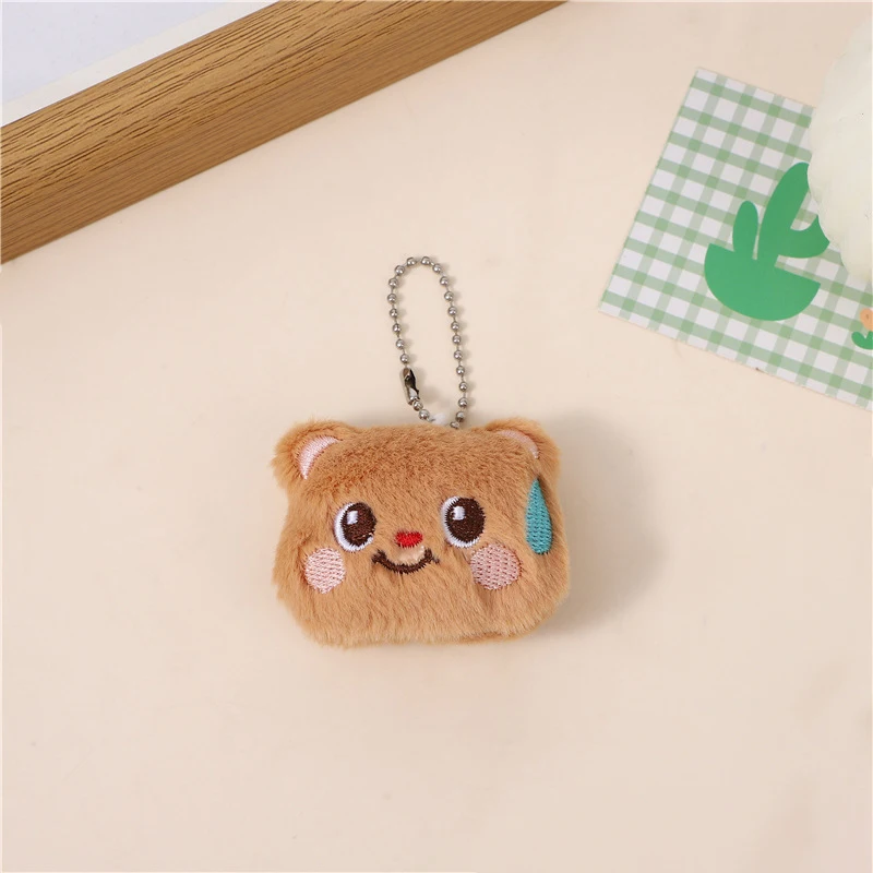 Llavero colgante de oso de peluche de dibujos animados para mujer, accesorios de decoración de bolsa, juguete lindo