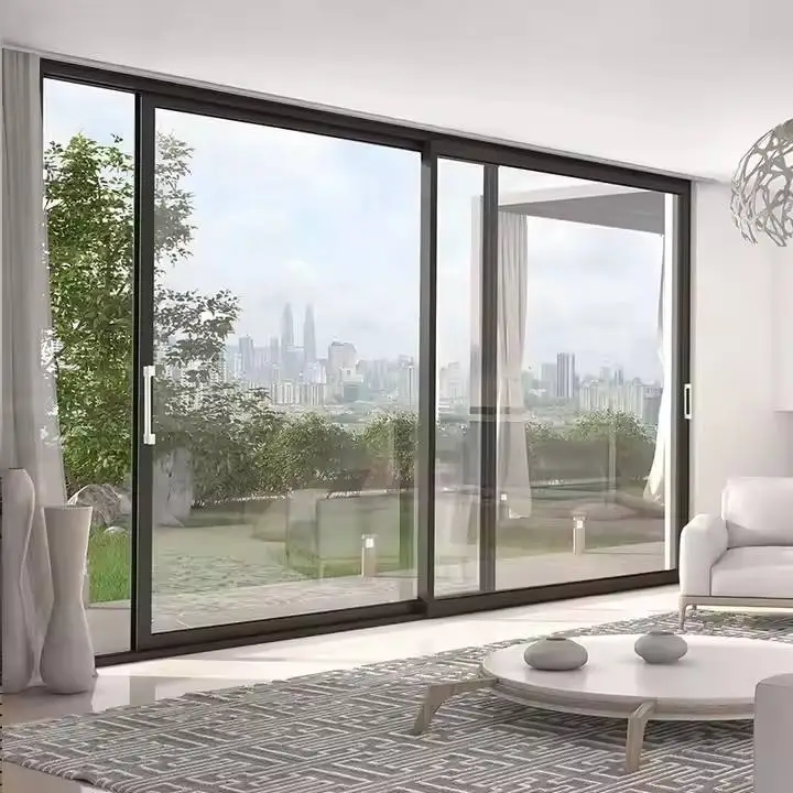 Villa Multi Panel Aluminum Glass Door UV Protective Panoramic Sliding Doors Easy To Install Living Room Patio Sliding Doors