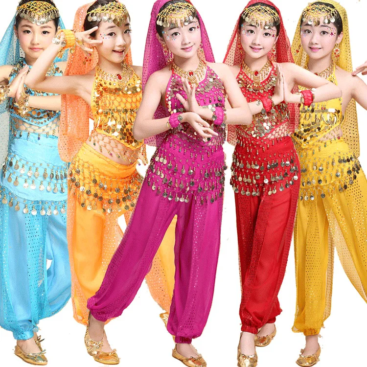 Children's Indian Dance Performance Clothing Belly Dance Clothing Female Children's Set Children's Xinjiang Dance Performance Cl