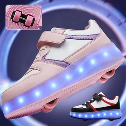 Sapato de patins com roda removível, tênis multifuncional, tênis de corrida com efeitos de luz, novo, 2024