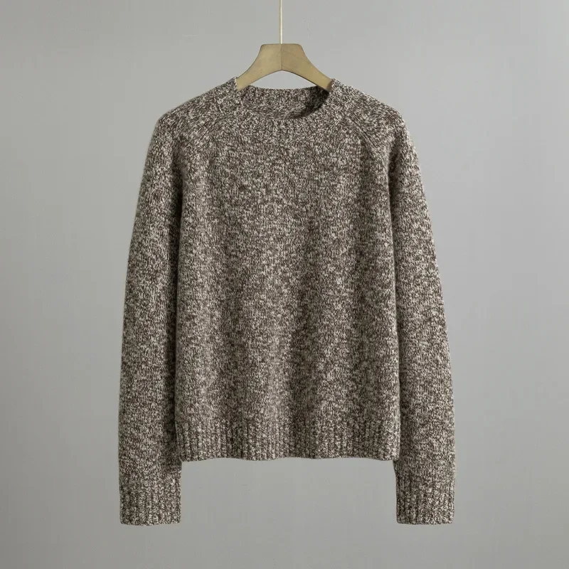 2024 Autumn and Winter Cashmere Wool Round Neck Pullover Loose and Thick Knitted Sweater