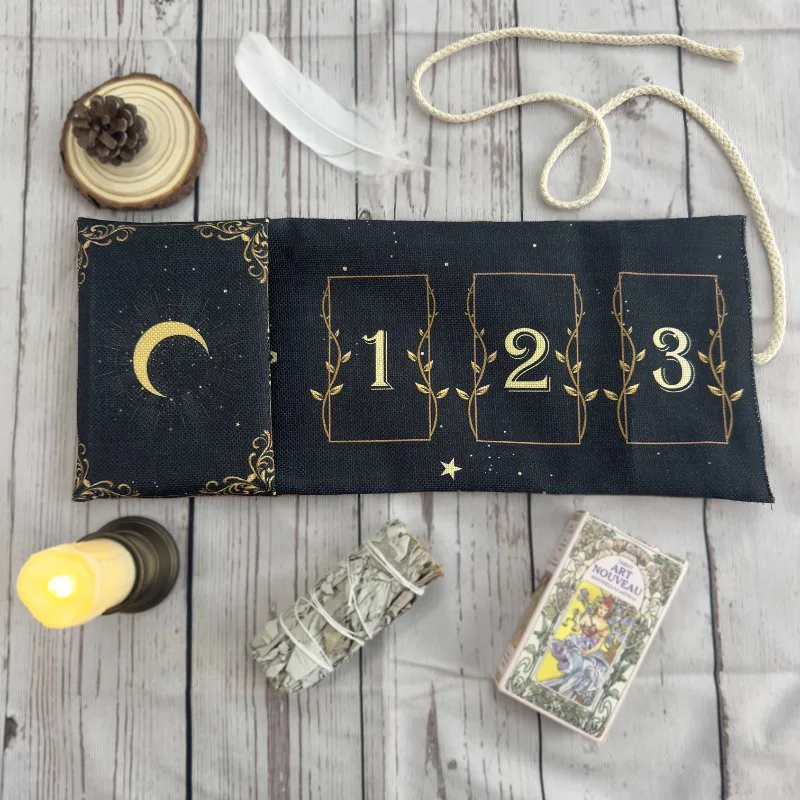 1pc Golden Star Moon Tarot Storage Bag Plant Element Pouch for Witchcraft Astrology Supplies Holiday Gifts