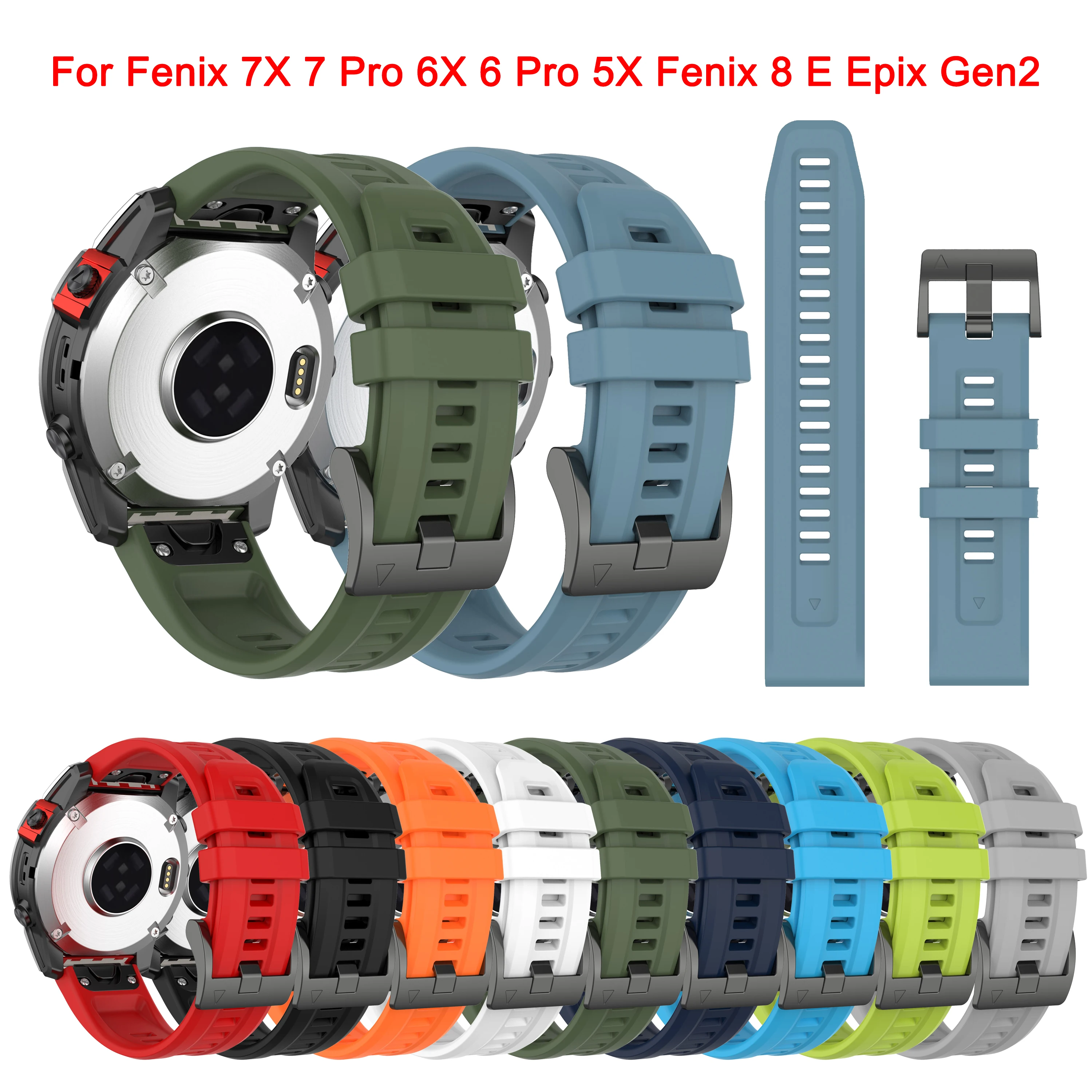 

QuickFit 26 22 20mm Silicone Strap For Garmin Fenix E 8 7X 7 Pro 6 6X 6S 5X 5 5S Plus 965 955 /Epix Gen 2/Enduro 2 3 Watch Band