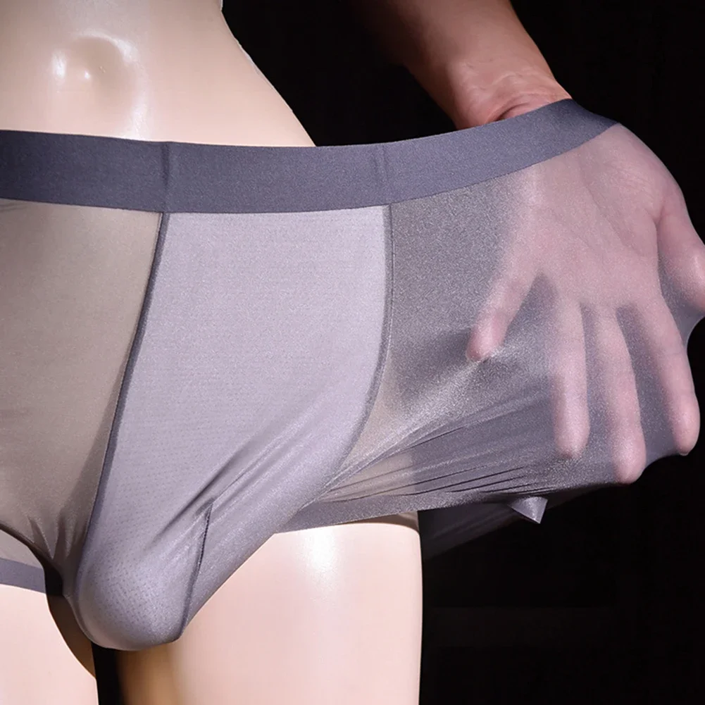 Calzoncillos para hombre Crossdressing transparentes con diseño de bolsa calzoncillos tipo bóxer de nailon transpirable para mayor comodidad diaria