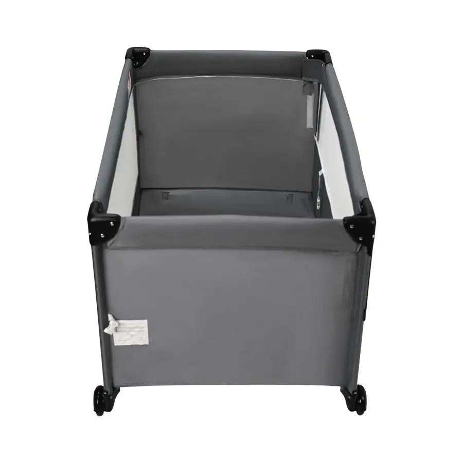 سرير أطفال محمول، 3 في 1 بجانب السرير وطاولة تغيير لعب الأطفال مع عجلة، إعداد ثاني واحد قابل للطي مع Tra