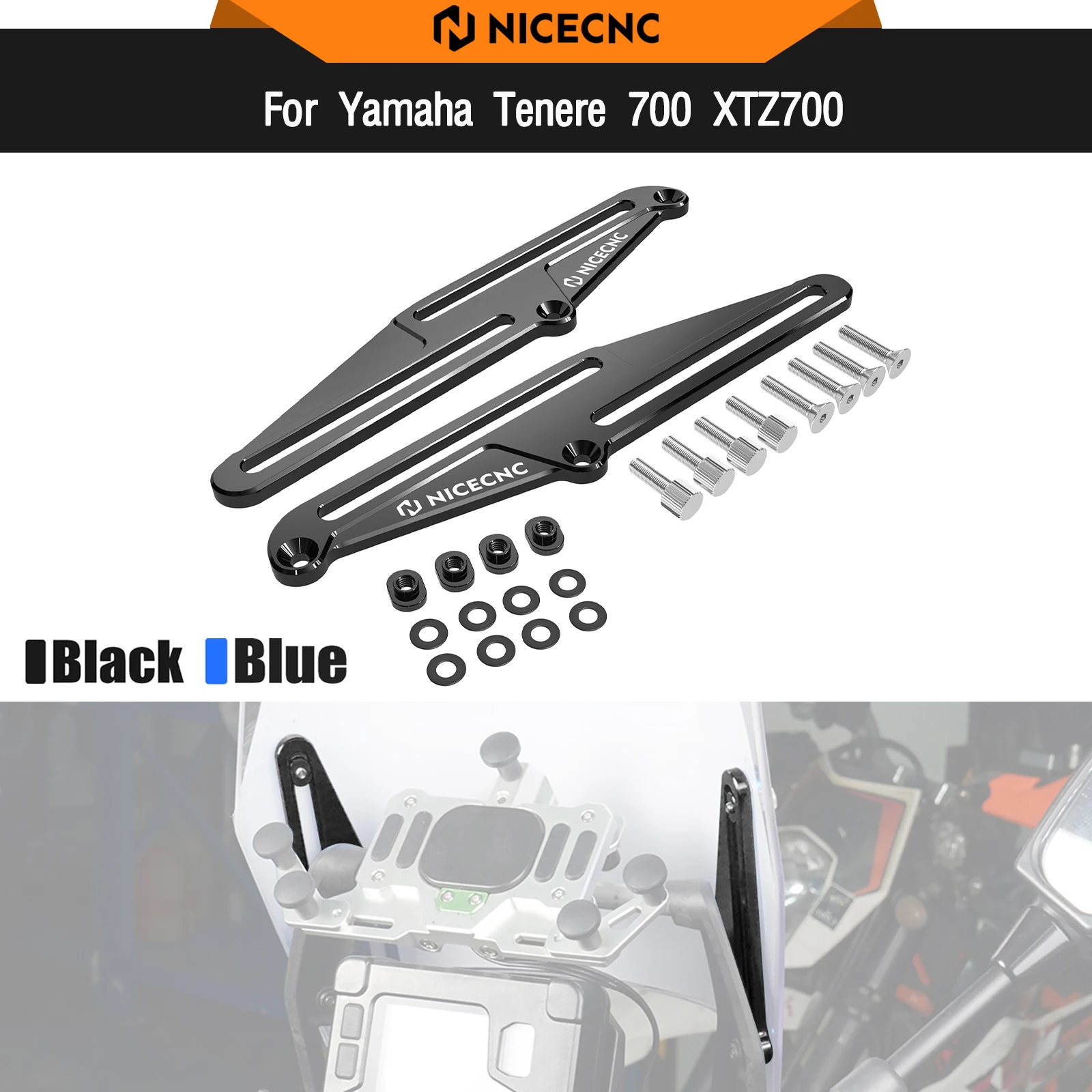 

For Yamaha Tenere 700 XTZ700 2019-2024 Windscreen Adjusters Windshield Bracket TENERE700 Rally Edition 2020-2024 World Raid 2022