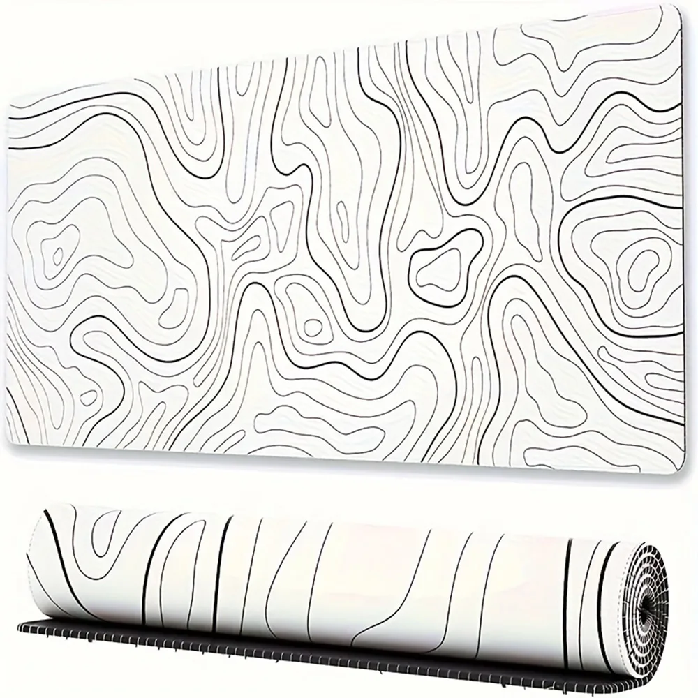 Mouse Pad Gamer White Contour Lines XL HD Custom New Mousepad XXL MousePads Natural Rubber Office Mouse Mats Desktop Mouse Pad