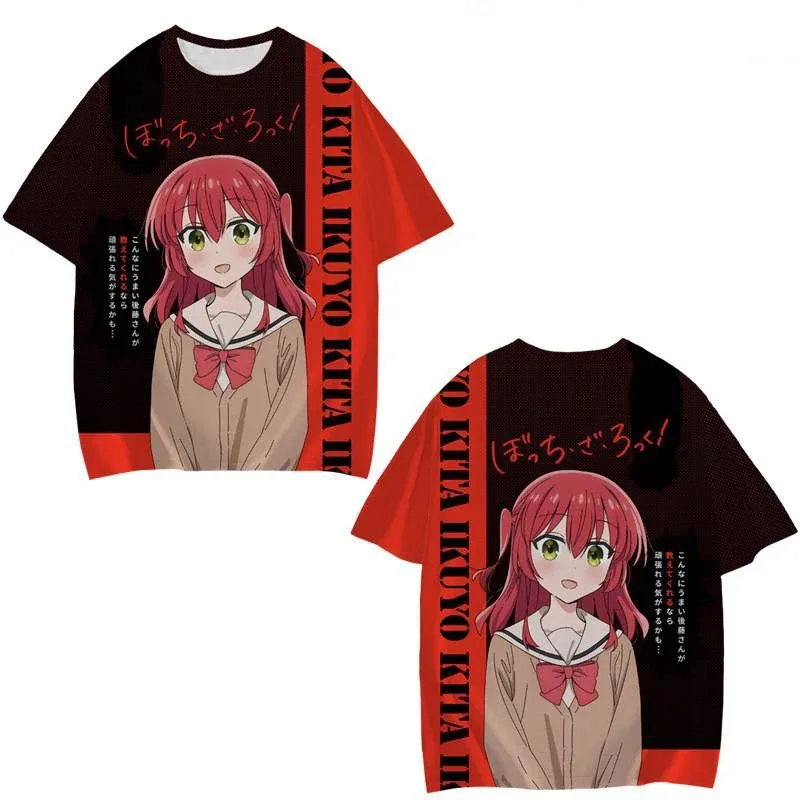 Nowe Anime Demon Slayer Kimetsu z nadrukiem 3D t-shirt Bocchi The Rock kobiety męskie gotyckie koszulki z motywem kreskówki z krótkim rękawem