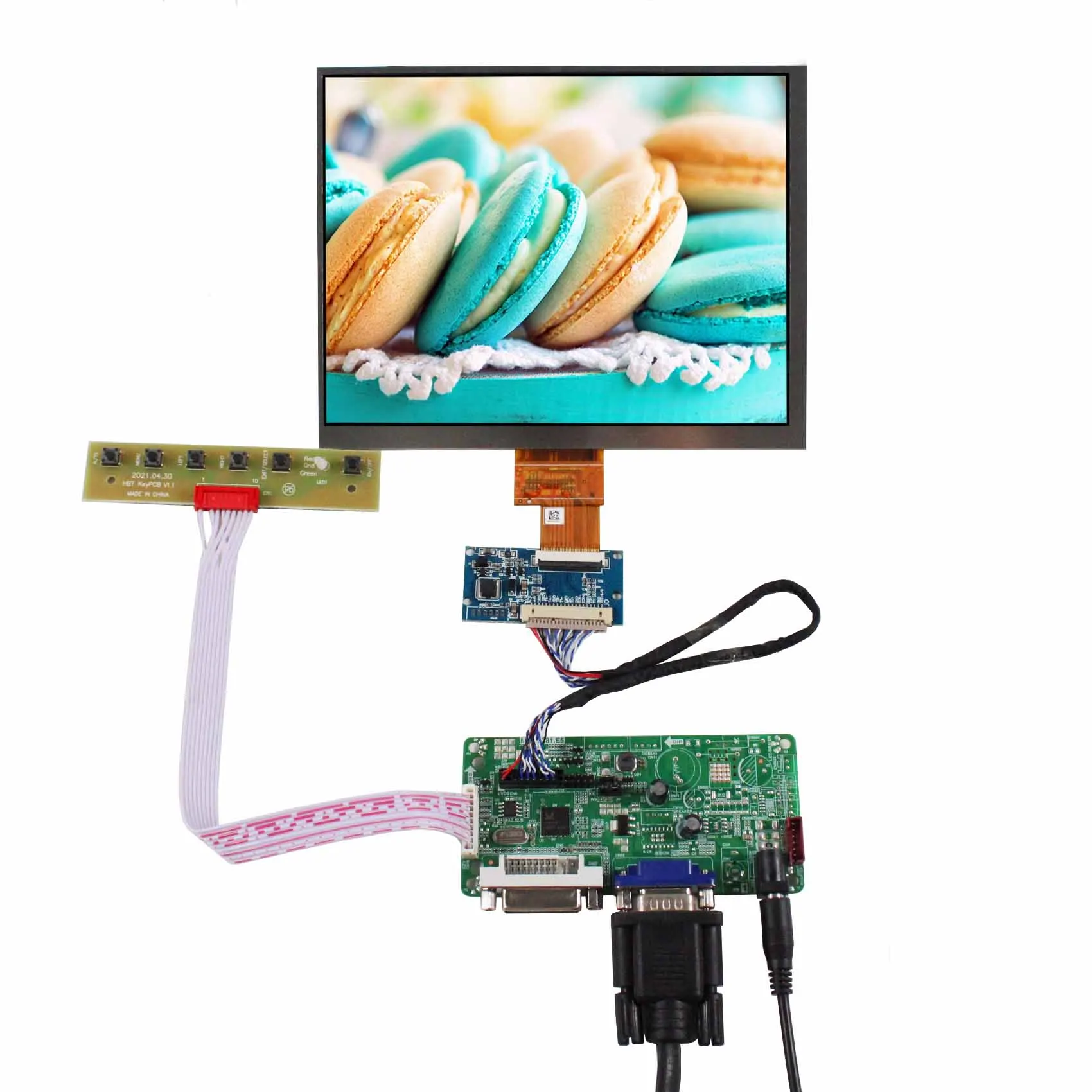 DVI VGA LCD Controller Board With 8inch 1024x768 HJ080IA IPS LCD Screen