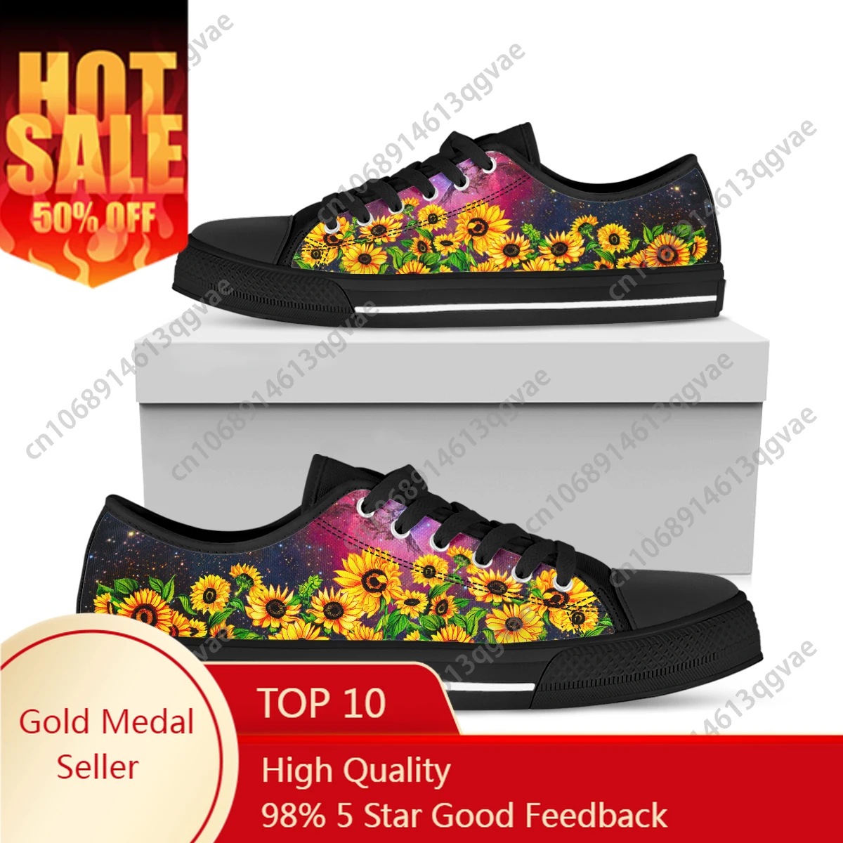 

Universe Sunflower Print Low Top High Quality Sneakers Mens Womens Teenager Canvas Lightweight Sneaker Couple Shoes Custom Shoe