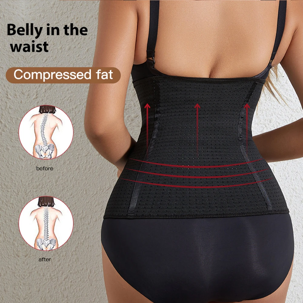 Waist Trainer Slimming Belt Tummy Trimmer for Women Firm Waist Support Belt Fitness Waist Cincher with 4 Hooks
