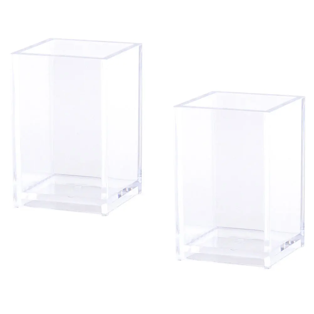 

2pcs Holders Transparent Storage Baskets Stationery Organizers For Desk Table Brush Holders Desktop Pen Pots Office Pen Storage