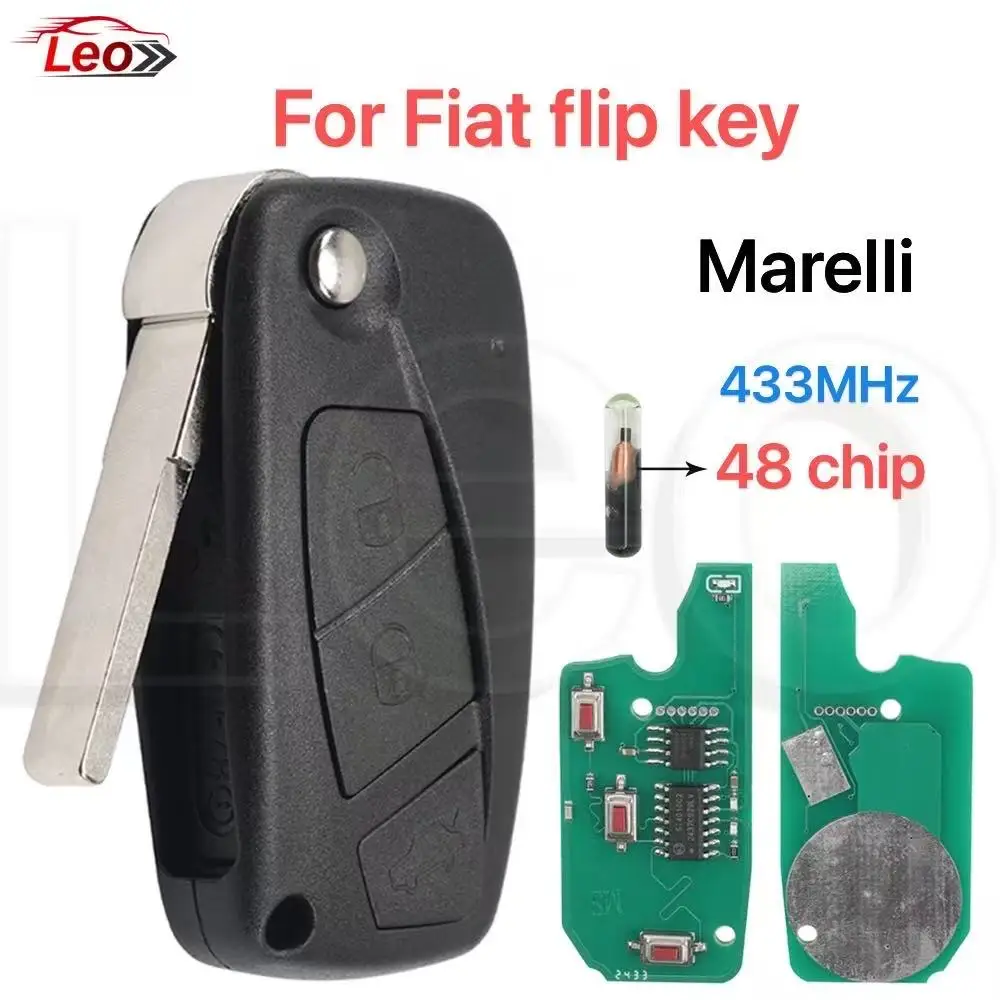 

Автомобильный флип Marelli, дистанционный ключ 433 МГц, 48 чипов для Fiat Bravo Linea Stilo Punto Ducato Ypsilon Daily PEUGEOT BOXER Citroen Jumper