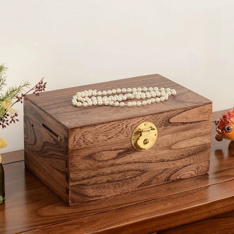 Solid Wood Jewelry Box Luxury Retro Display Case Ring Necklace Bracelet Storage Boxes Multi Layer Large Capacity Jewellery Boxes