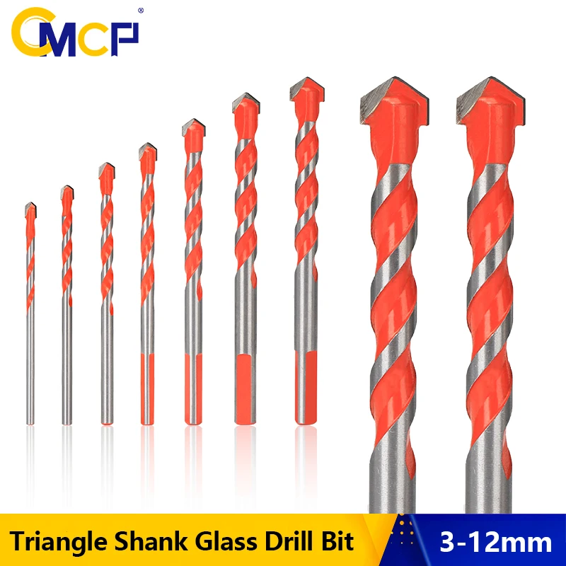 CMCP Glass Drill Bit 3/4/5/6/8/10/12mm Hole Cutter for Tile Concrete Brick Glass Marble Hole Drilling  Tool Triangle Drill Bit