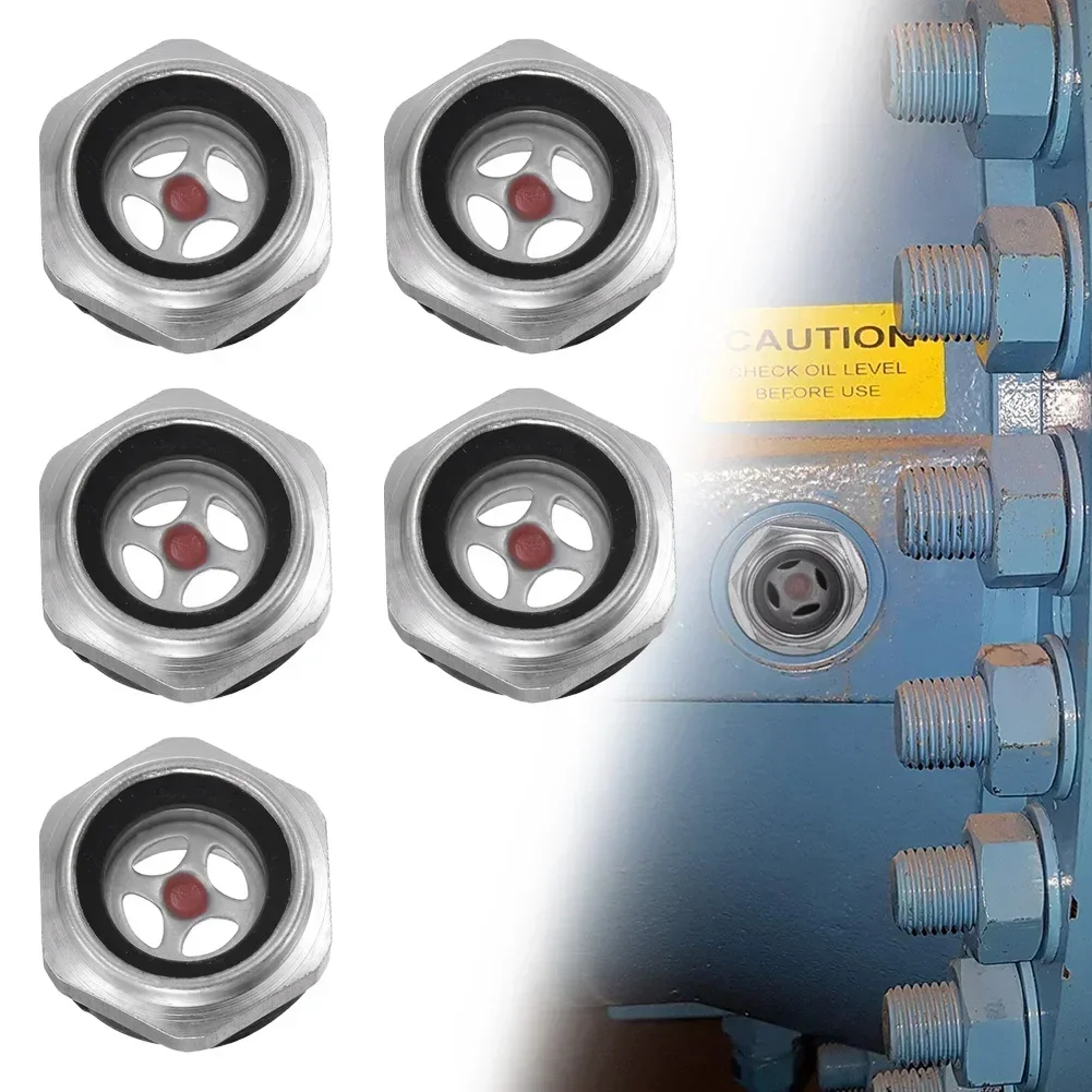 

Aluminum Sight Glass for Air Compressor Oil Level, Tempered Glass for High Temperature Environments, Pack of 5