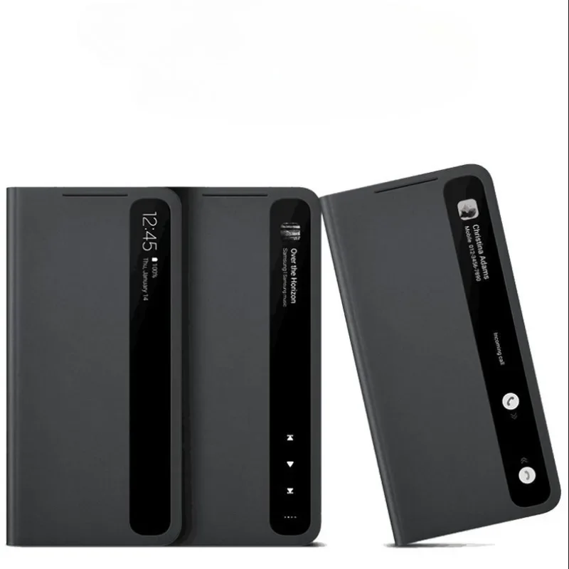 Window View Clear Smart Flip Cover For Samsung Galaxy S21+ S21 Ultra S21 S21 Plus S21+ Real Smart Chip Flip-free Leather Cases