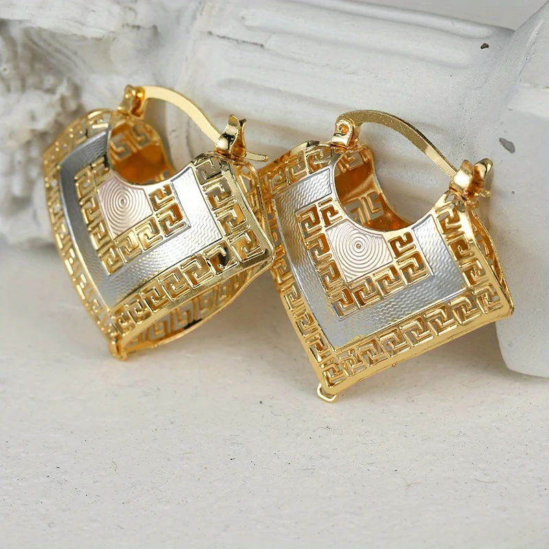 Trendy Gold Plated Copper Hollow Round Hoop Heart Earrings For Women Fashion Jewelry Accessories Wedding Party Gift