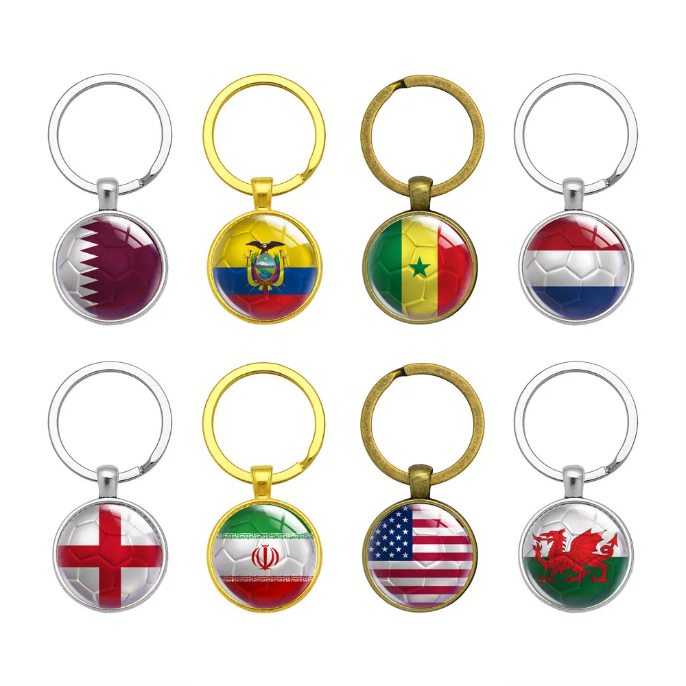 National Flag Round Keychain Qatar Ecuador Senegal Netherlands England Iran The United States Wales Football Keyring Gift Friend