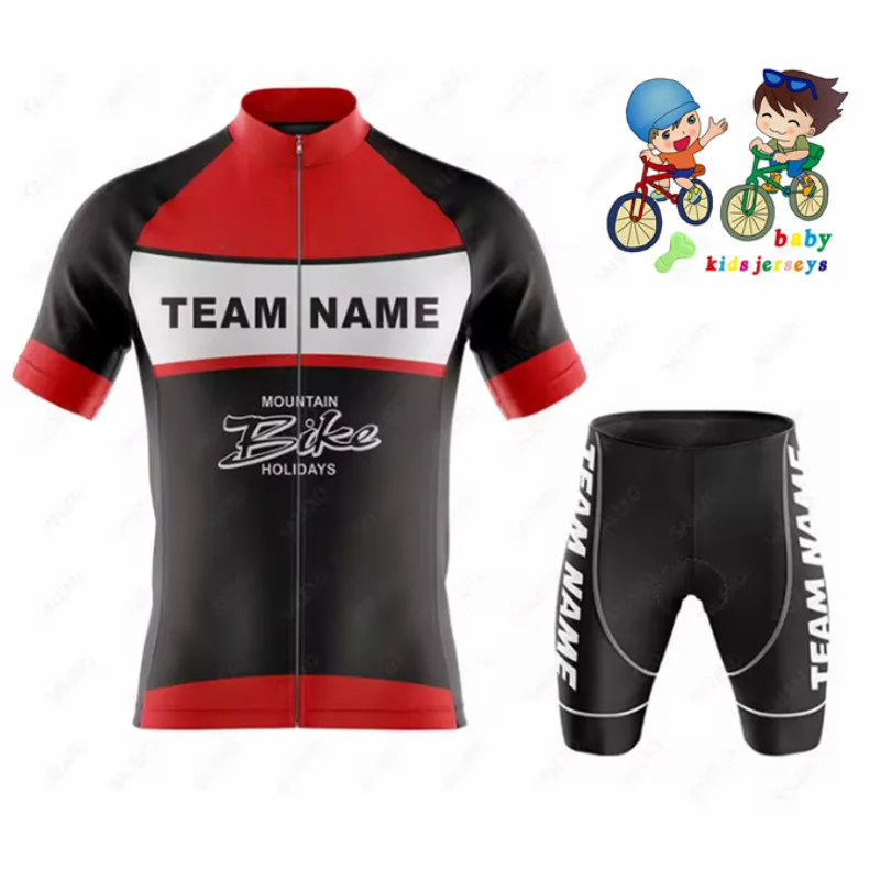 Gyerekeknek csap Név Födémgerenda Kerékpározás mezt állítsa Bicaj Sort állítsa mens MTB ropa ciclismo Rövid távú Ruhaujj Bicikli shirts maillot Öltözés