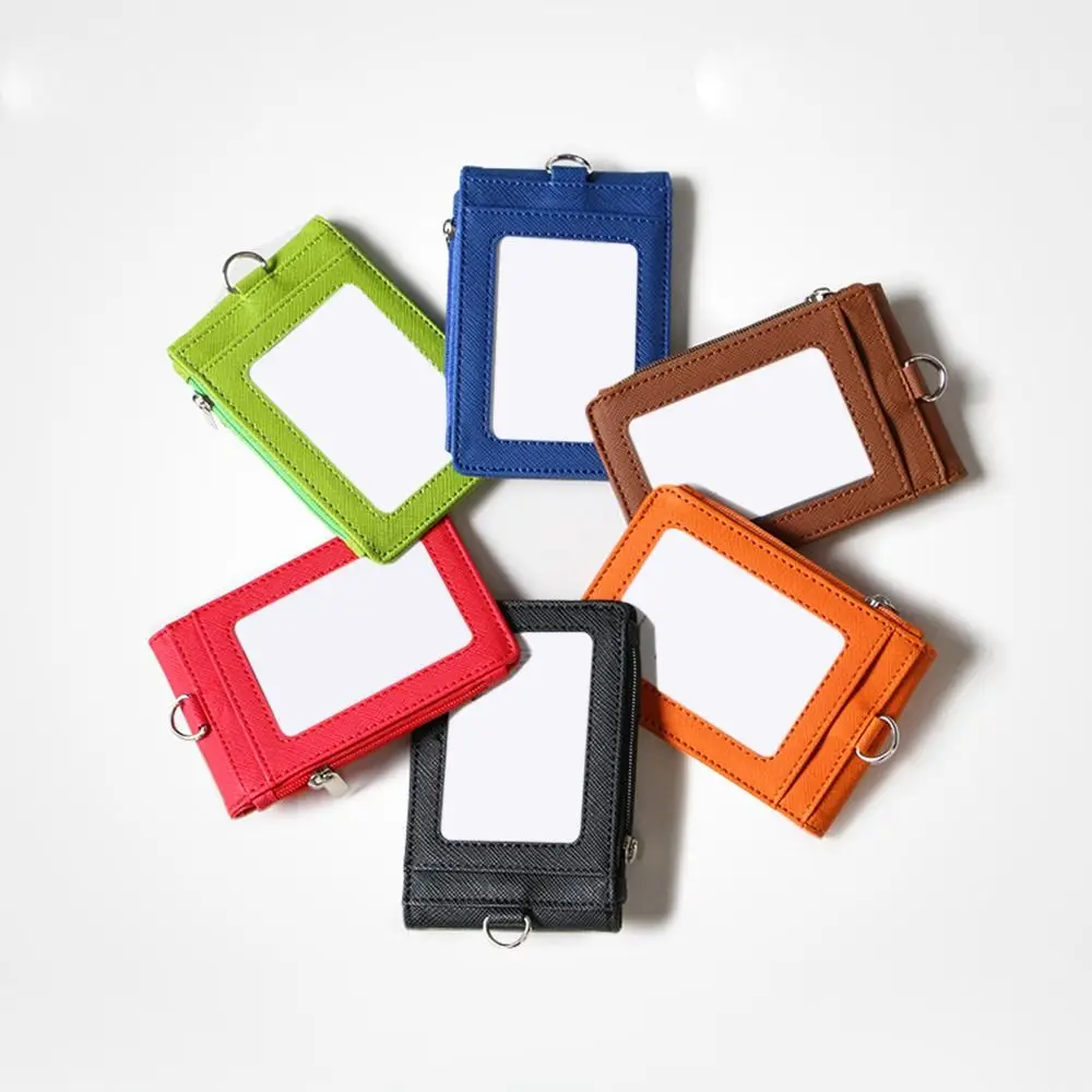 PU Leather Carabiner Style Multifunctional Card Badge Holder Card Bag Key Chain ID Lanyard Name Tag