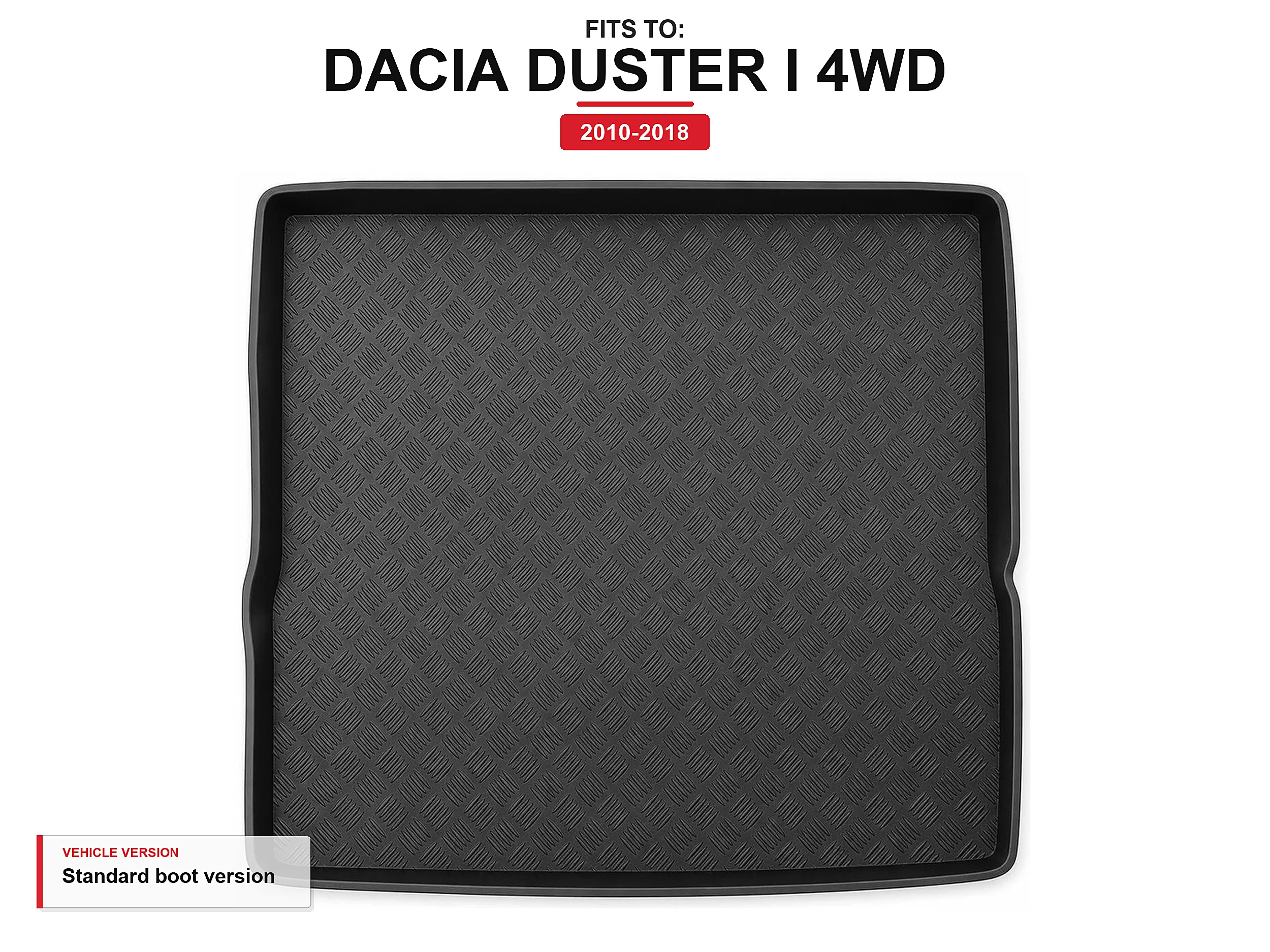 Kofferbakmat met rand voor: Dacia Duster I 4Wd 2010-2018
