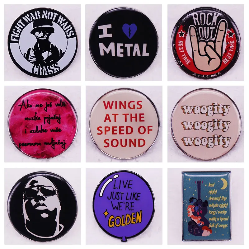 Music Song Album Metal Enamel Pins Brooch Fashion Record Lyrics Lapel Badge Men Women Fashion Jewelry Accessories Gifts