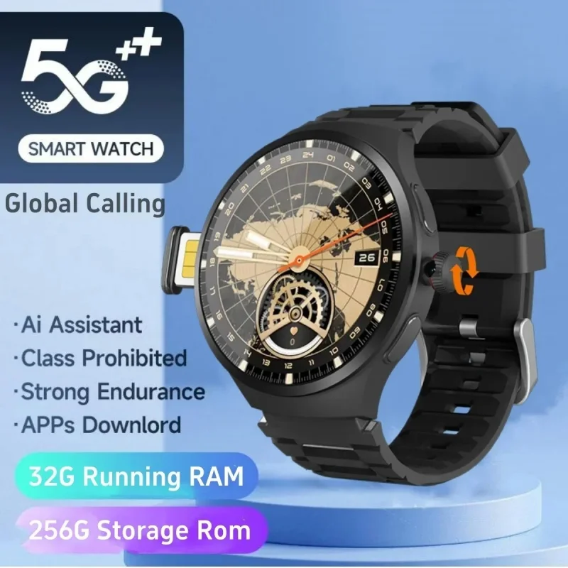 

5G Android smartwatch V950 800W rotating high-definition camera 1.75''large screen 1500Mah battery GPS WIFI application download