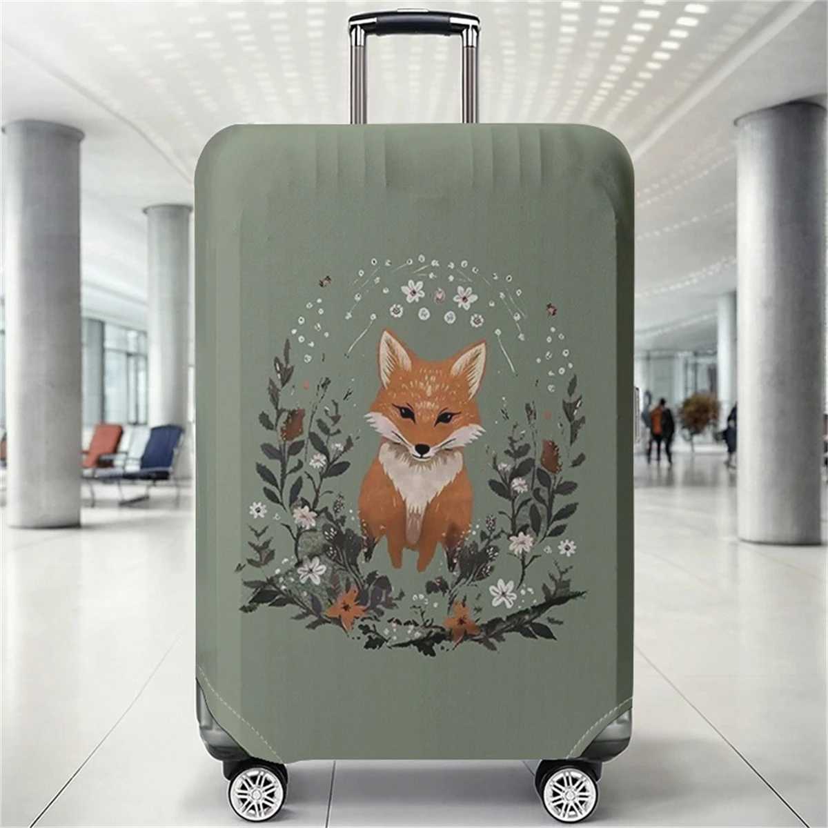 

Forest garland fox sage green pattern luggage protection cover, suitable for 18-32 inch luggage covers, luggage handle gloves, t