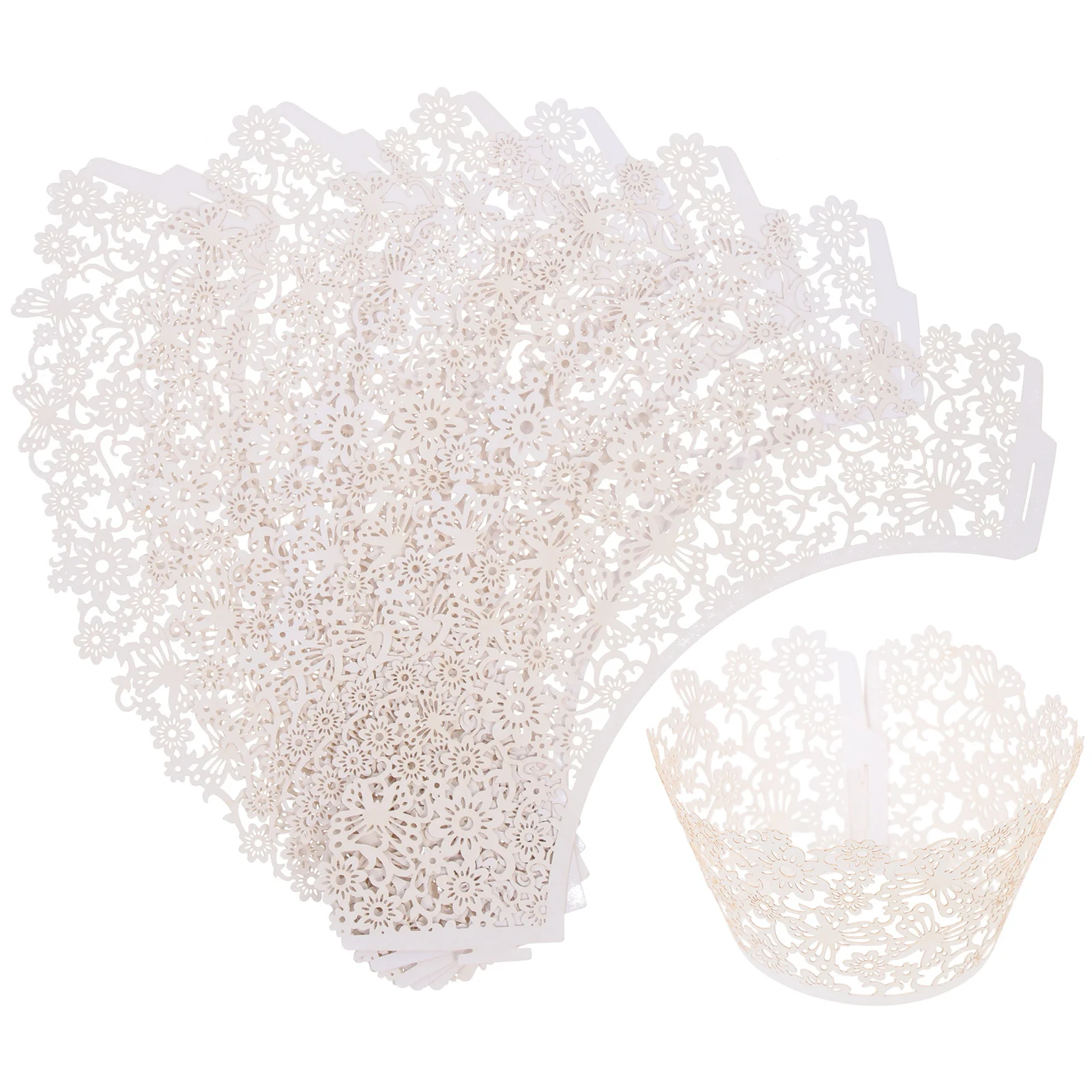 100 Uds. Tazas huecas para pastel de flores, envoltorios de papel decorativos, boda, cumpleaños, Baby Shower, fiesta, revestimientos para muffins, accesorios para hornear