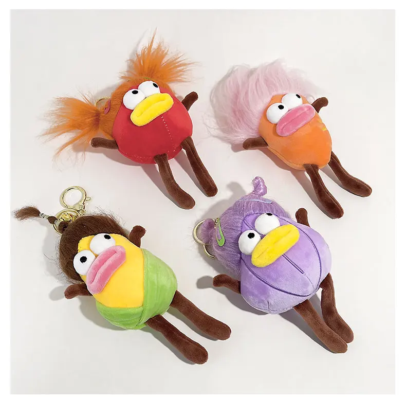 Lelijke schattige pop, kleurrijke tas sleutelhanger hanger grappige student schooltas hanger cadeau auto charme kerstcadeau