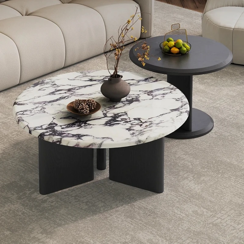 Marble coffee table living room household small apartment round light luxury modern simple coffee table living room furniture