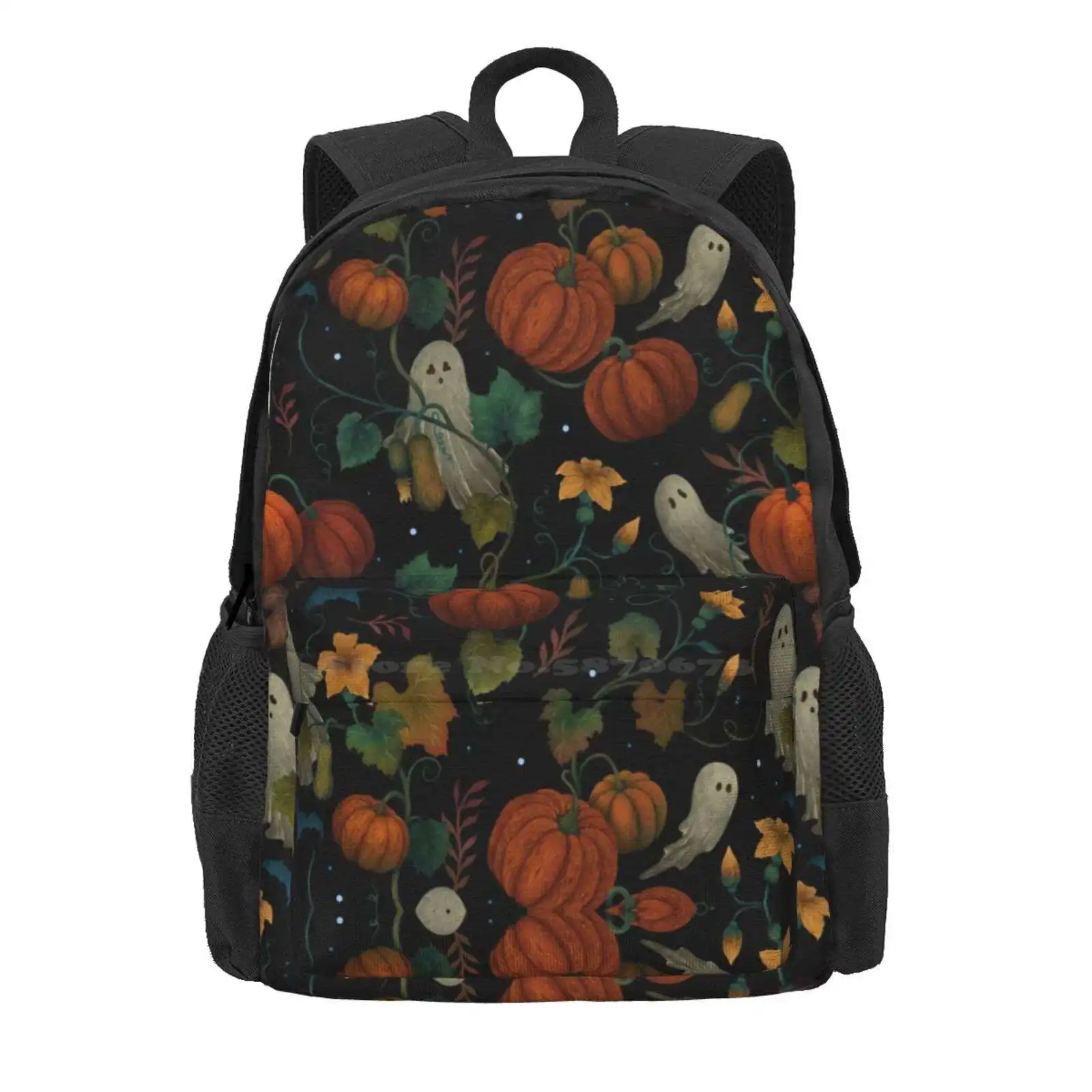 Pumpkin Ghost Pattern Hot Sale Schoolbag Backpack Fashion Bags Halloween Ghost Spooky Nature Whimsical Magical Bats Witchy Boo