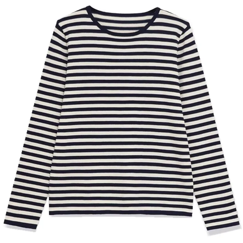 وصل حديثًا لخريف 2025 بلوفر نسائي غير رسمي مخطط للتنقل متعدد الاستخدامات مريح طويل Sve مستدير Ne