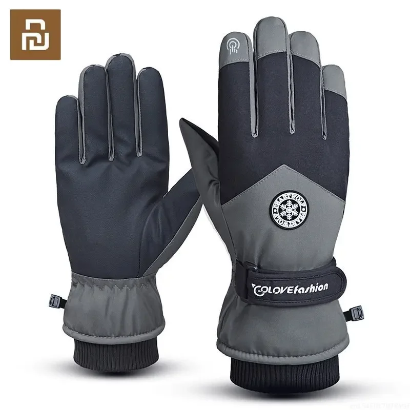 2022 Youpin قفازات تزلج شتوية مقاوم للماء ، المضادة للانزلاق ، أفخم وسميكة قفازات شاشة لمس دافئة لركوب الدراجات في الهواء الطلق الرجال والنساء