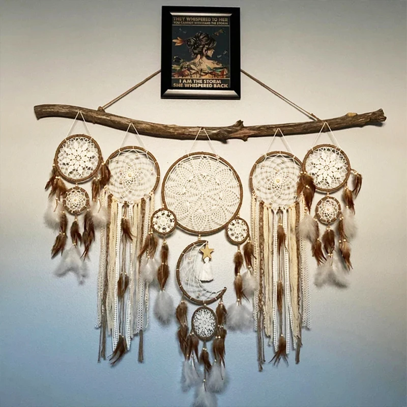 Dream catchers Feathers Handmade Indians Style Dream Catchers Living Bedroom Wall Hangings Home Decoration 5pcs/set Dreamcatcher