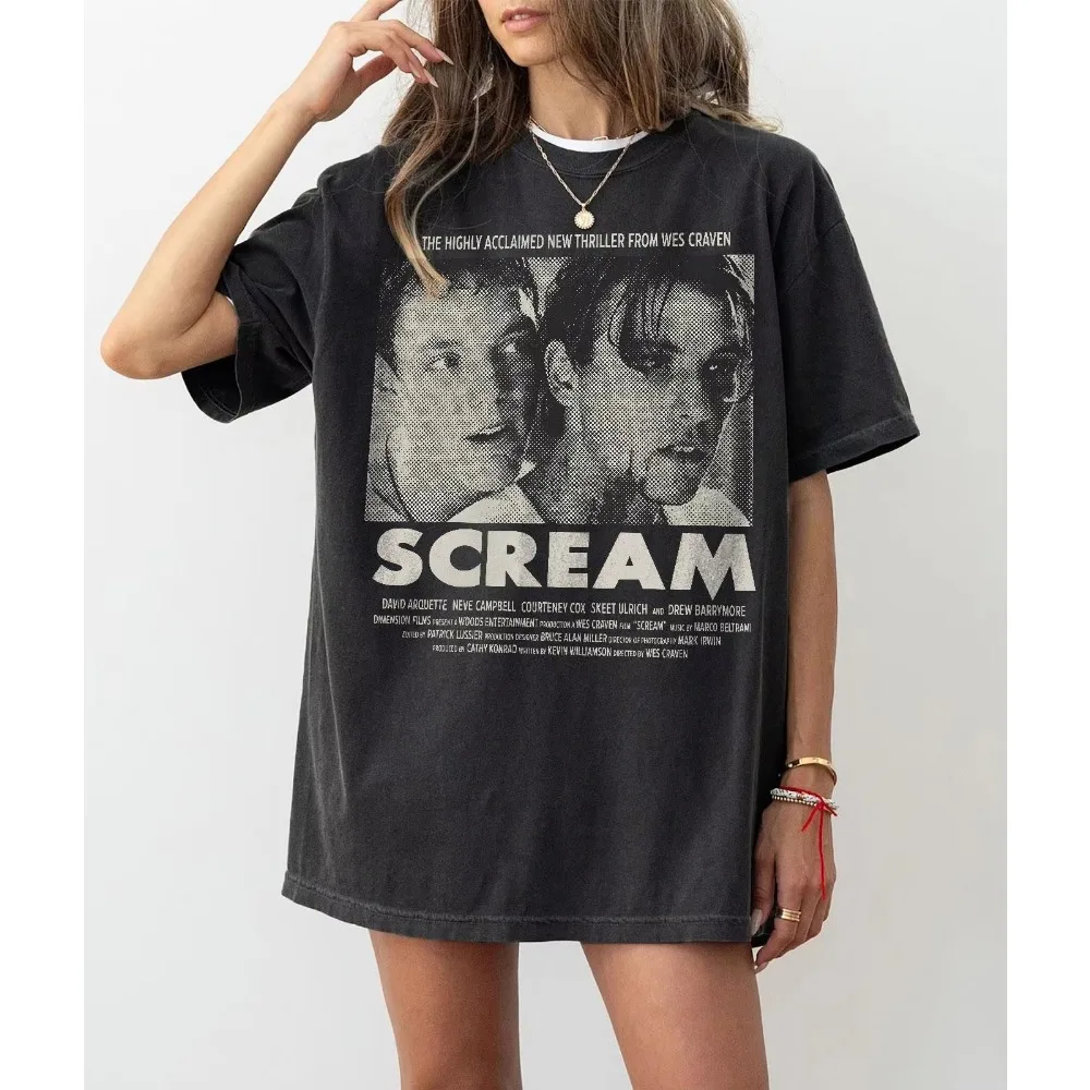 Scream 1996 Movie Billy Loomis Stu Macher Graphic T-Shirt Horror Movie Casual Short Sleeve Unisex Streetwear Tops