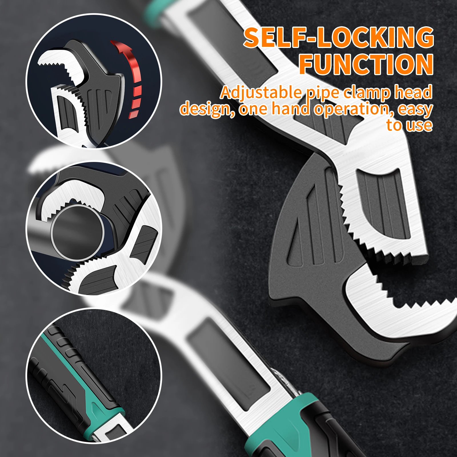 2 قطعة مفتاح الأنابيب عالية الكربون أنابيب الصلب المفك سميكة الأنابيب قبضة أداة قابل للتعديل الأنابيب تحول وجع الذاتي قفل وجع #3