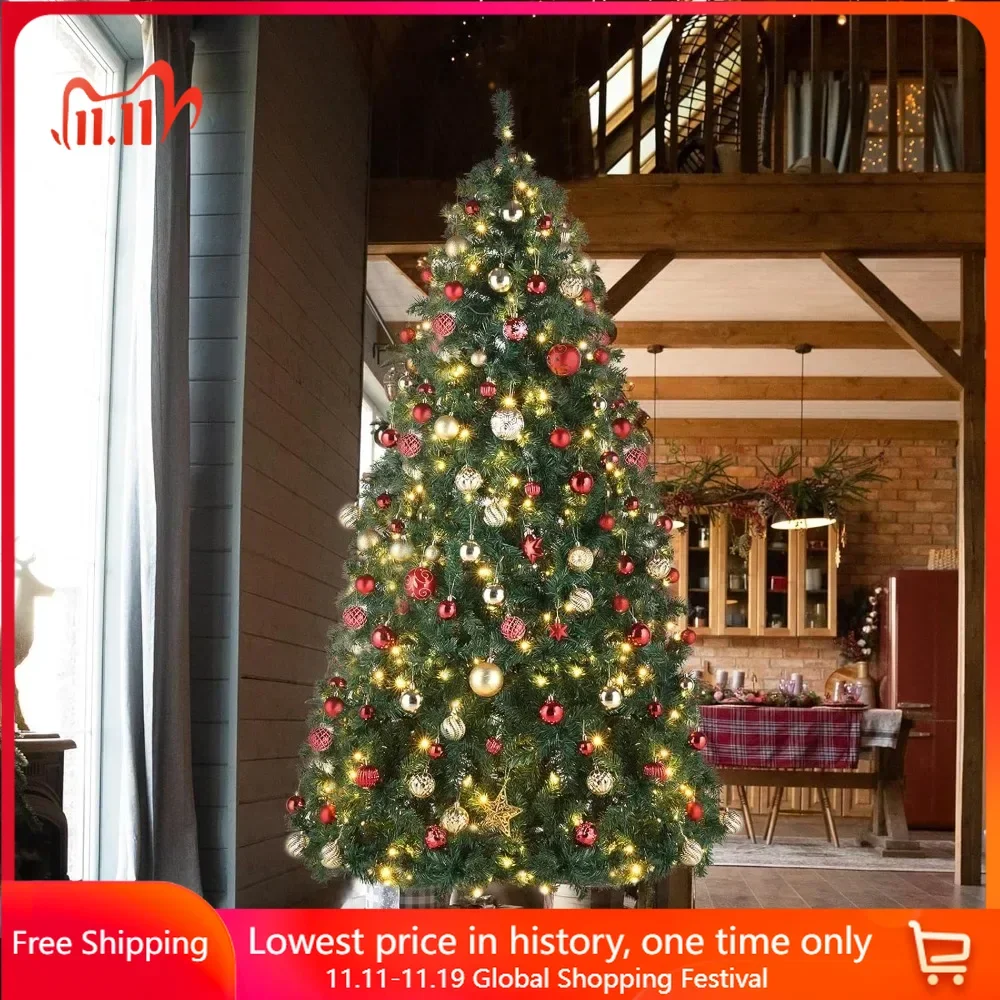 10FT Christmas Tree, Pré-Lit 1200 LED Lights 10 Modes Color Changing, 5090 Branches Artificial Xmas Tree Christmas Decor 2024