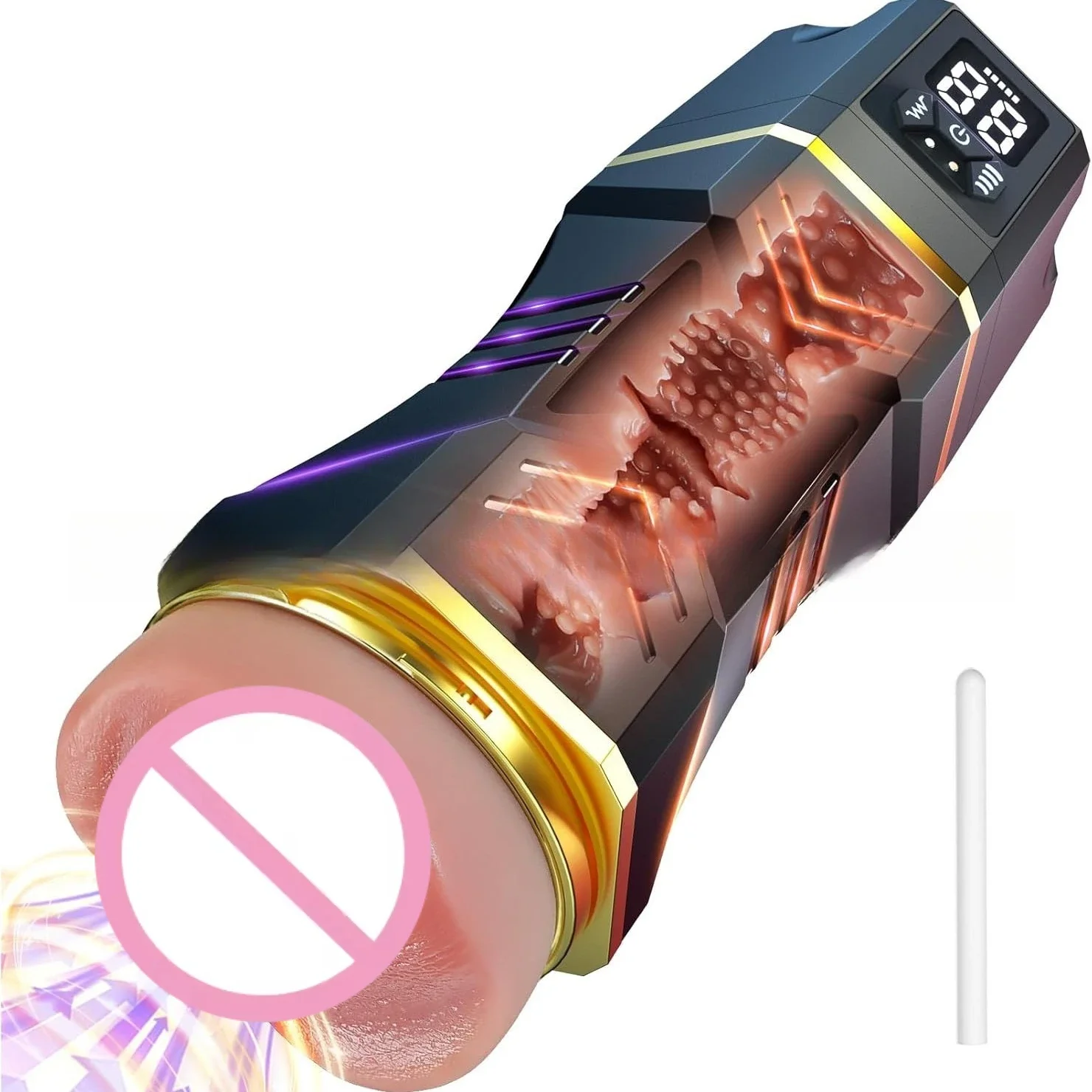Male Masturbator Vibrator Adult Sex Toys, Penis Pump Trainer with 5 Suction Modes, 9 Vibration Modes, 3D Textured Channel