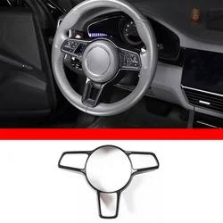 For Porsche Macan Cayenne Panamera 718 911 918 ABS Carbon Fiber Texture Interior Steering Wheel Cover Trim Interior Accessories