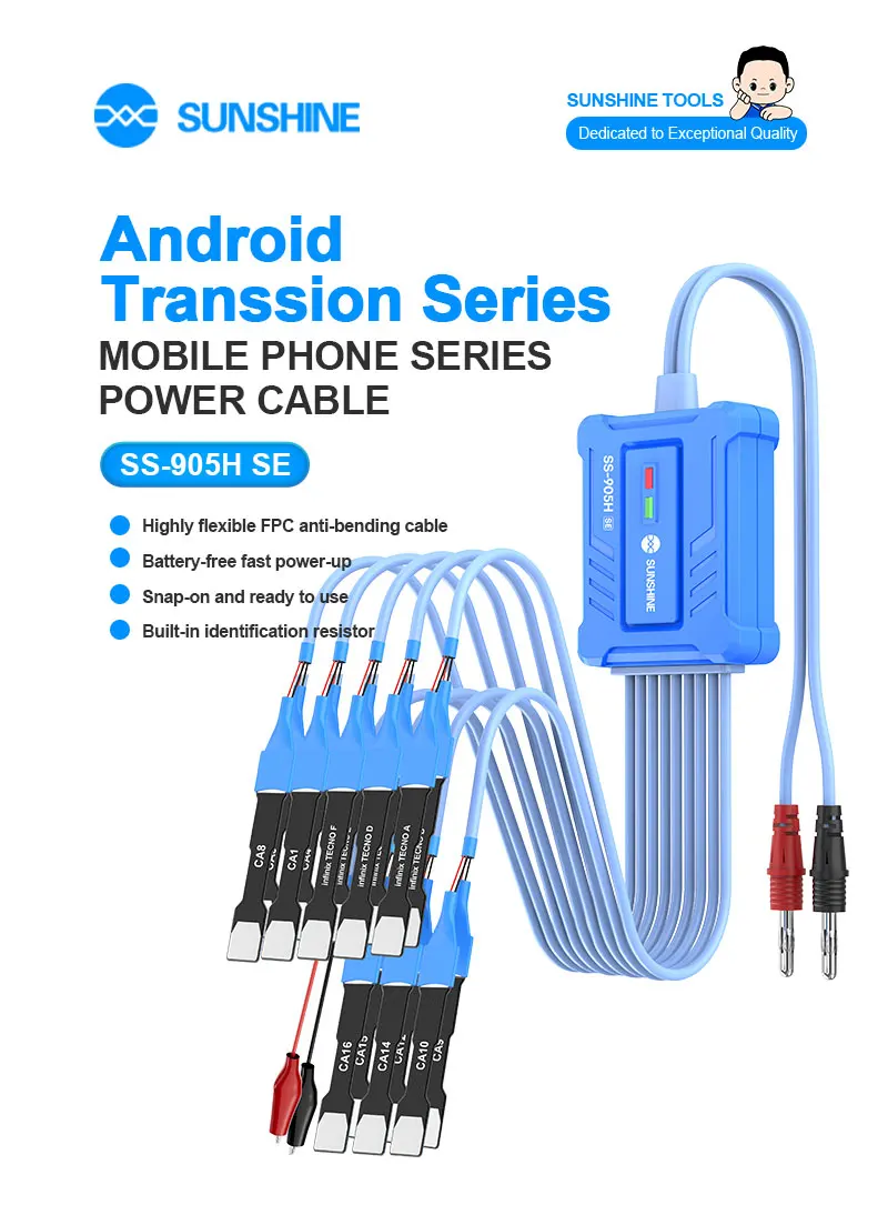 

SUNSHINE SS-905H SE Android Series Power Cable Battery-free fast Power-up for Android Series Such as MI/HW/OP/HTC/SAM/HONO